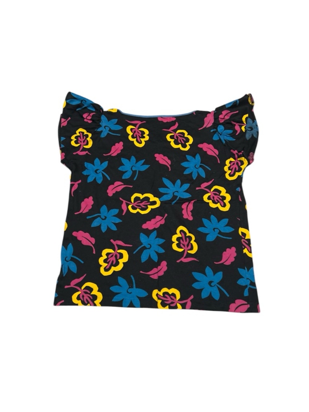 YVES SAINT LAURENT YSL Vintage Ruffle Floral 80s Blouse Short Sleeve Shirt - Picture 3 of 4